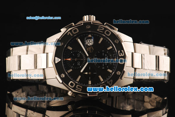 Tag Heuer Aquaracer Swiss Valjoux 7750 Automatic Full Steel with Black Dial and SS Strap- 1:1 Original - Click Image to Close